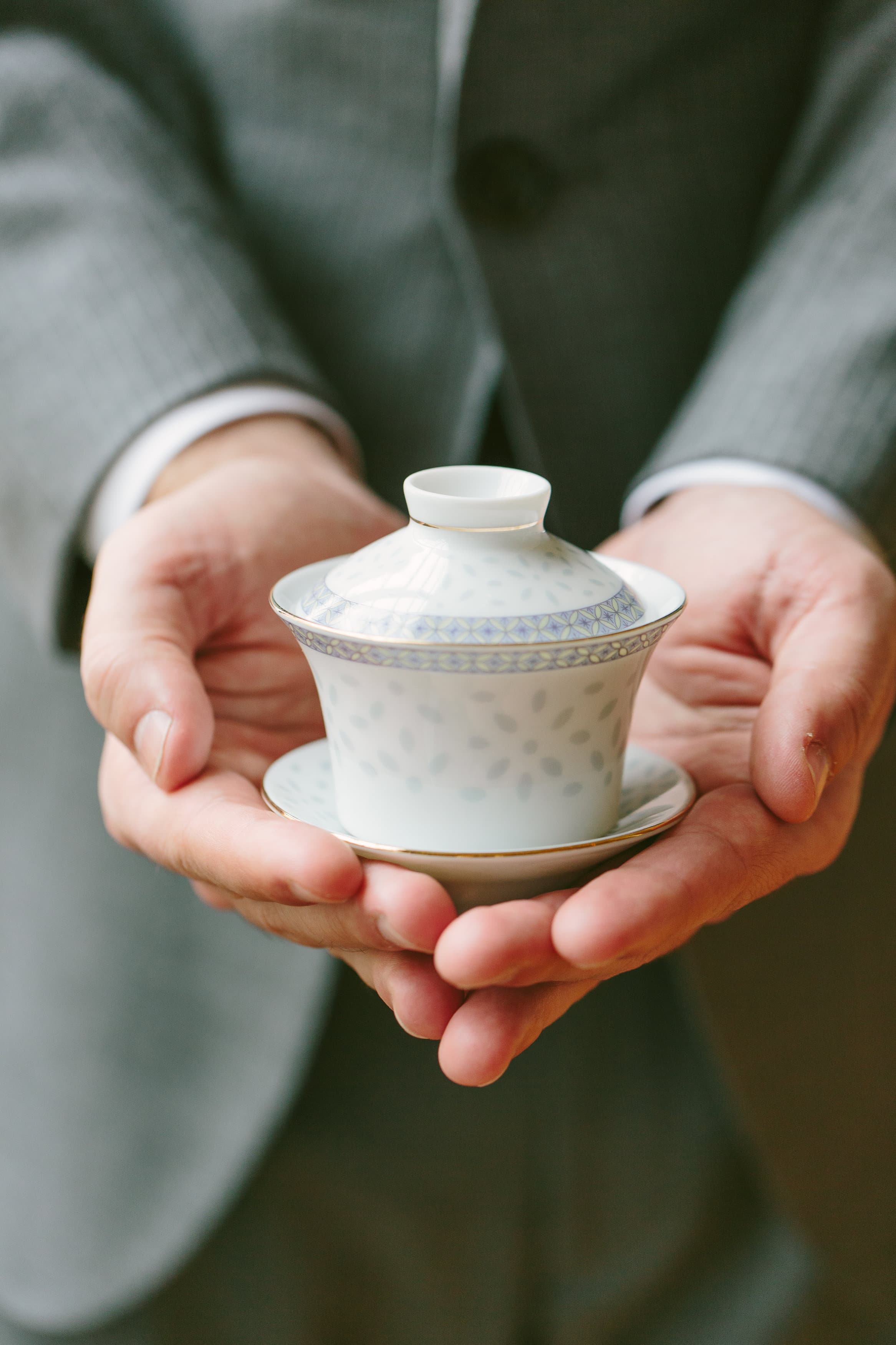 Tony holding the wedding gaiwan